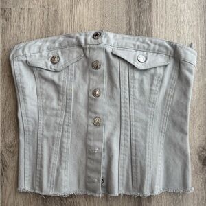 Gray Button-Up Corset Top